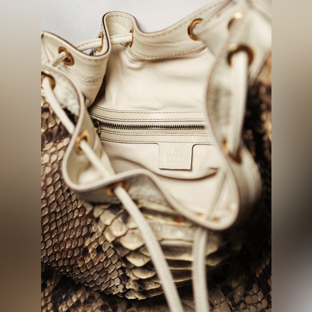 Gucci Tawny Python Interlocking Shoulder Bucket B… - image 6